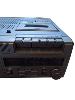 Téléviseur radio cassette vintage Pathé Marconi argenté années 80 rétro portable