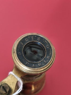 Jumelles vintage en laiton et émail noir, fin XIXe, ancien accessoire optique ré