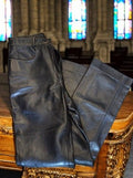 Pantalon cuir noir femme Pauleka Paris vintage flare rétro pantalon leather