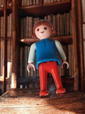 Figurine Playmobil vintage années 70 bleu rouge personnage rétro ancien