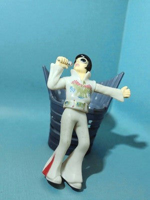 Figurine vintage Wackel Elvis Eagle rétro, costume blanc, jouet ancien original