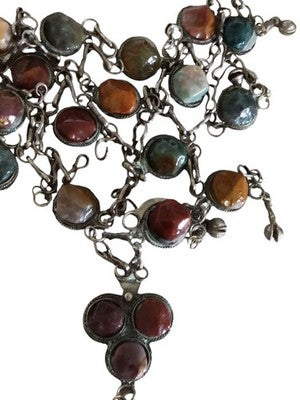Plastron bohème pierres précieuses naturelles multicolores collier pendentif Boh