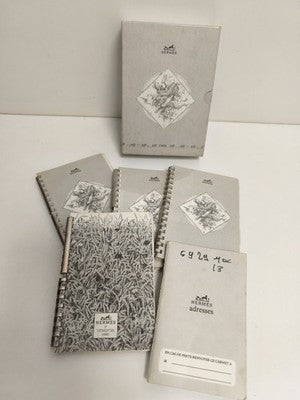 Agendas Hermès trimestriels 1988-1990 + carnet adresses, lot papeterie luxe