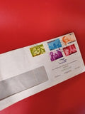 Ancienne lettre vintage avec timbres oblitérés Pays-Bas, enveloppe fenêtre colle