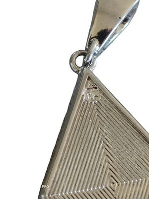 Pendentif Pierre Lang losange rhodium, cristal bicolore signé bijou