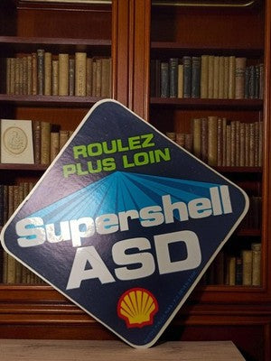 Autocollant publicitaire Supershell ASD Shell ancien vintage rétro automobile