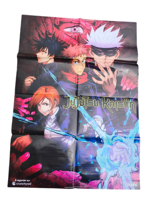 Poster manga Jujutsu Kaisen plié, personnages principaux, couleurs vives