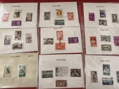Lot ancien timbres vintage internationaux en vrac, collection philatélie, multic