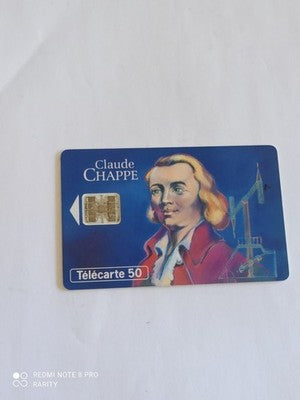 Carte téléphonique Claude Chappe vintage - Télécarte 50 unités inventeurs