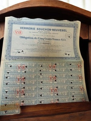 Obligation ancienne VSN 1923 action au porteur vintage certificat original