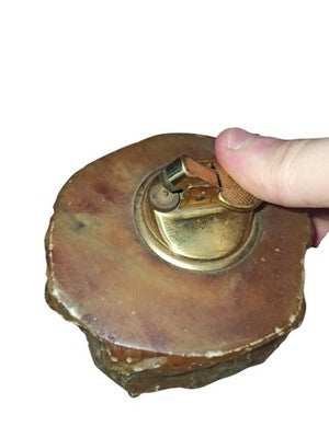 Briquet de table vintage en onyx, forme brute, accessoire déco rétro