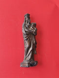 Statue ancienne Vierge Marie à l'Enfant métal vintage petite sculpture religieus