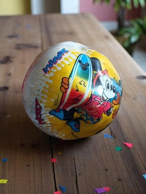 Balle vintage Mickey Disney années 80/90 jaune motif hawaïen rétro