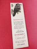 Ancien marque-page publicitaire vintage oiseau illustré Payot Lausanne Suisse