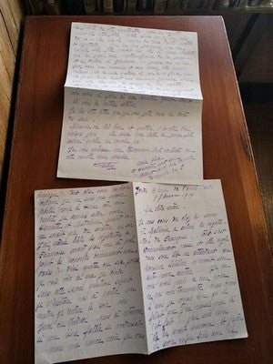 Lettre manuscrite ancienne 1918-1919 encre violette – Correspondance guerre
