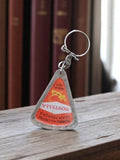 Porte-clés vintage métal Montella fromage forme triangle publicitaire rétro