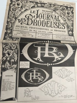 Ancien journal broderie Le Journal des Brodeuses Lyon Art déco monogrammes