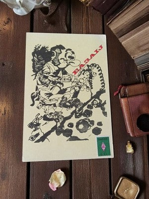Carte QSL radio amateur EA3AIJ vintage années 70 illustration humour