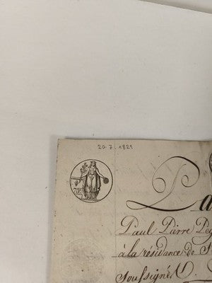 Acte manuscrit administratif 1821, timbres fiscaux, Saint-Étienne, XIXe