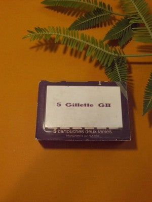 Lames de rasoir Gillette GII vintage années 60, 5 cartouches neuves platine