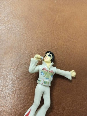 Figurine vintage Wackel Elvis Eagle rétro, costume blanc, jouet ancien original