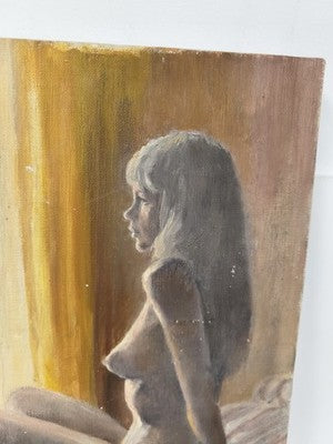 Peinture nu féminin huile sur toile nue signée De Goff, datée 1973
