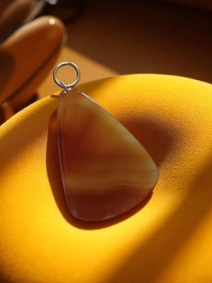 Pendentif vintage agate naturelle, tranche polie, bijou ancien rétro