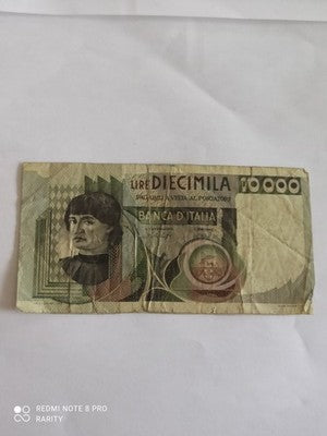 Billet ancien 10000 Lire Italie Banca d'Italia visage homme vintage