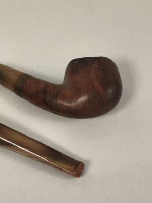 Lot de 2 pipes anciennes Ancienne, bois veiné, tuyaux miel, patine