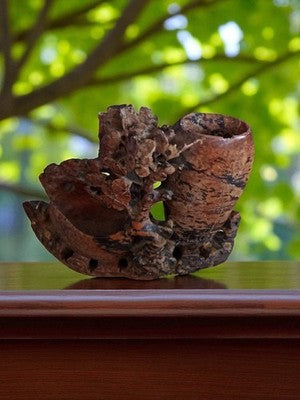 Sculpture ancienne Chine pierre lard vase floral vintage art asiatique déco
