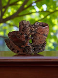Sculpture ancienne Chine pierre lard vase floral vintage art asiatique déco