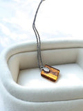 Collier pendentif Murano vintage, verre ambré, bijou rétro ancien