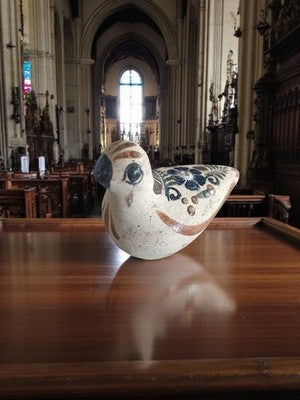 Figurine oiseau céramique folk art mexicain peint main années 80 déco vintage