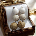 Boucles d’oreilles pendantes asiatiques, perles tressées blanc doré, style tradi