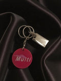 Porte-clés publicitaire Multi vintage rétro rond rose métal ancien