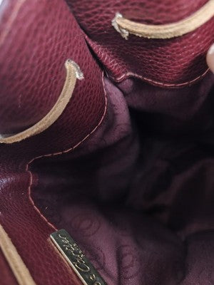 Sac seau Cartier bordeaux en cuir logo ovale, bandoulière, sac à main femme