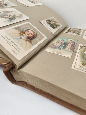 Gros classeur de cartes pieuses catholiques anciennes, chromos & communions