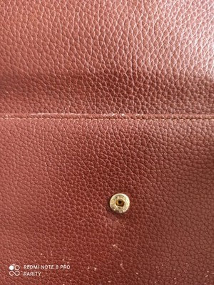 Portefeuille Longchamp Paris femme marron cuir grainé pochette porte-monnaie