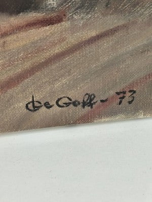 Peinture nu féminin huile sur toile nue signée De Goff, datée 1973