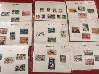Lot anciens timbres collection monde, vrac philatélie, France, Vietnam, Canada