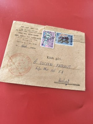 Ancienne enveloppe timbrée oblitérée Vietnam, collection philatélie, Dalat