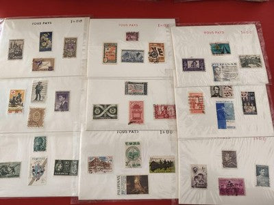 Lot anciens timbres vintage internationaux vrac collection philatélie multicolor