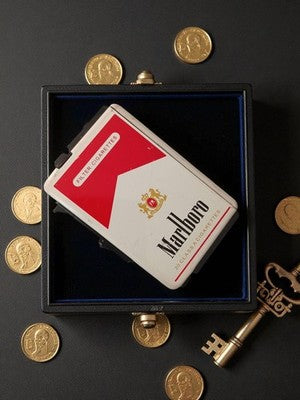 Briquet vintage Marlboro grand format rétro, publicité ancienne, déco tabac