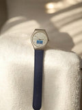 Montre homme vintage cadran blanc bleu rétro à restaurer non testée