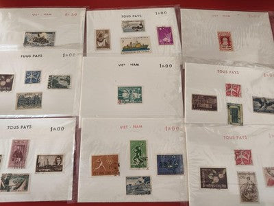 Lot ancien timbres collection vrac tous pays philatélie Vietnam Canada USA