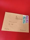 Ancienne lettre affranchie timbres Marianne oblitérés, collection philatélie vin
