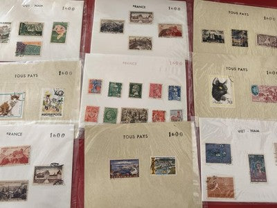 Lot anciens timbres monde, France Vietnam animaux, philatélie collection