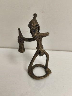 Statuette africaine ancienne en bronze, personnage stylisé, art tribal déco