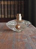Flacon parfum vintage verre transparent vide, vaporisateur doré, déco rétro