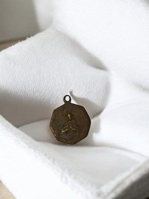 Médaille religieuse ancienne octogonale vintage, pendentif rétro bronze